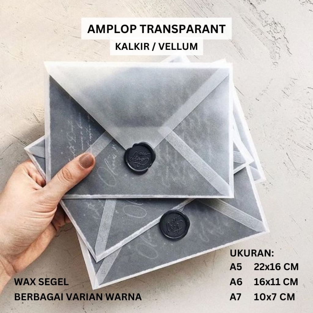 

Amplop transparan vintage coklat A5 A6 A7 - vellum envelope kalkir hvs polos wedding surat angpao