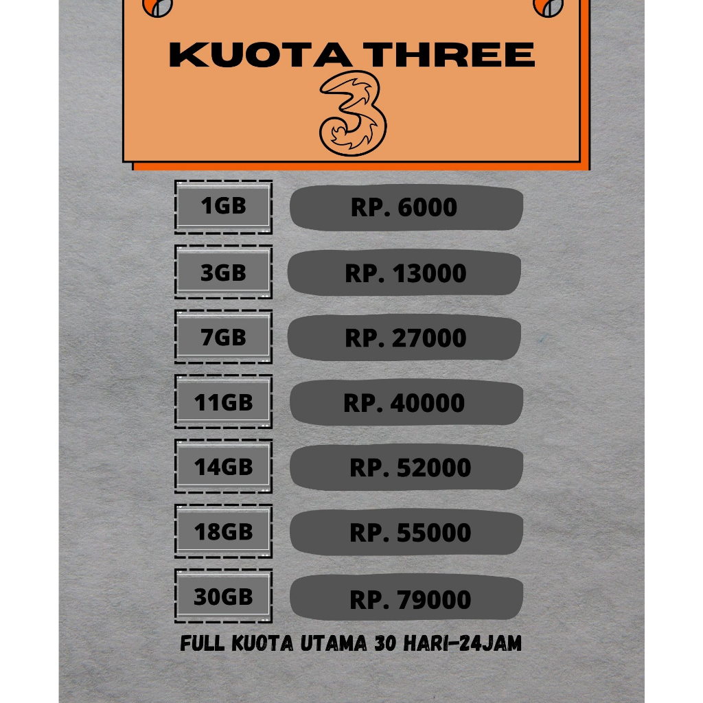 PROMO PAKET DATA KUOTA TRI 3 AON HAPPY RESMI FULL 24 JAM TANPA PEMBAGIAN UNLIMITED MURAH