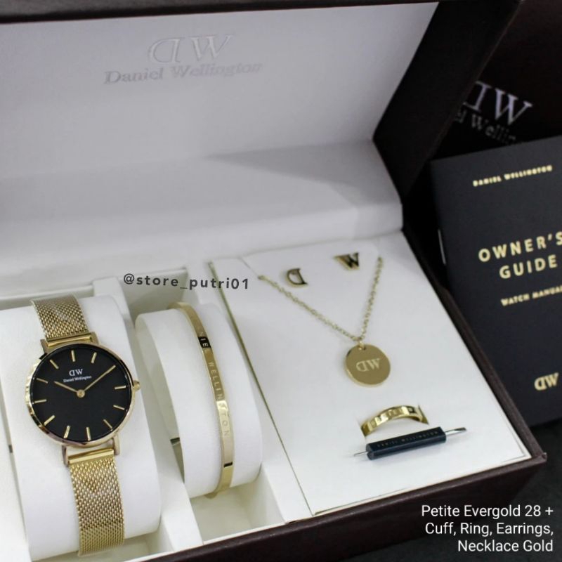 FULLSET LENGKAP JAM TANGAN KALUNG CINCIN ANTING GELANG DW ORIGINAL