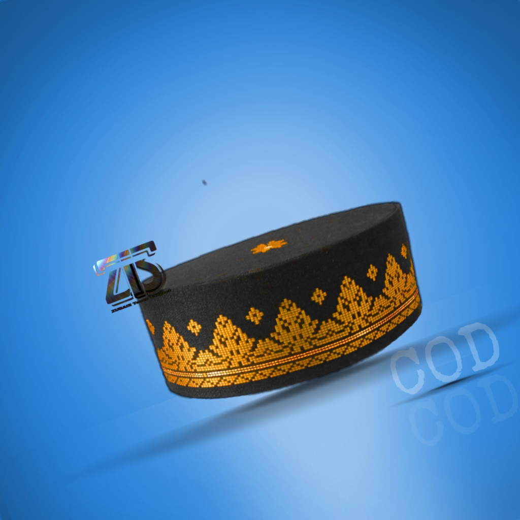 Peci Muurah Zubair tenun Songket Tenun songket motif cerek Biru Abu Silver