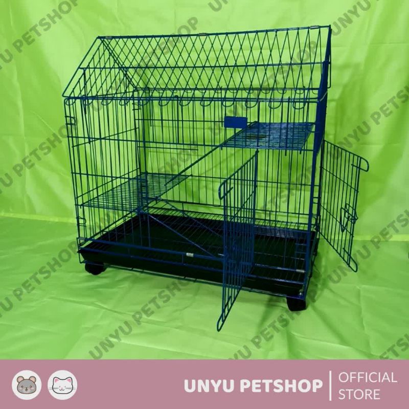 Kandang lipat Uk.75 kandang kucing kelinci besi tebal jeruji longgar