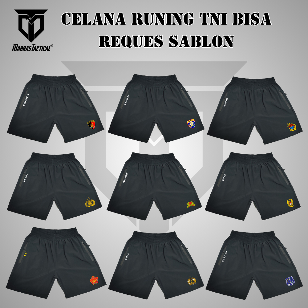 Celana Running Pria Pendek TNI Olahraga Joging Lari Basket Series Hitam