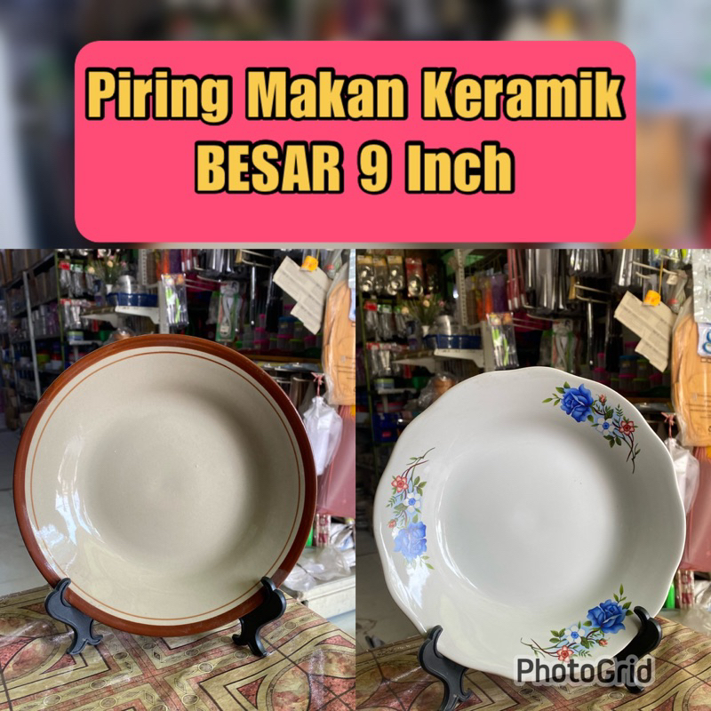Piring Makan Keramik Besar Murah Uk 23cm Piring Keramik Kembang