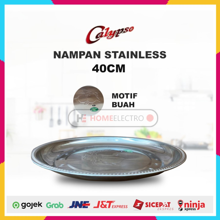 Nampan Stainless Bulat 40 cm Calypso Round Tray Baki Alat Saji