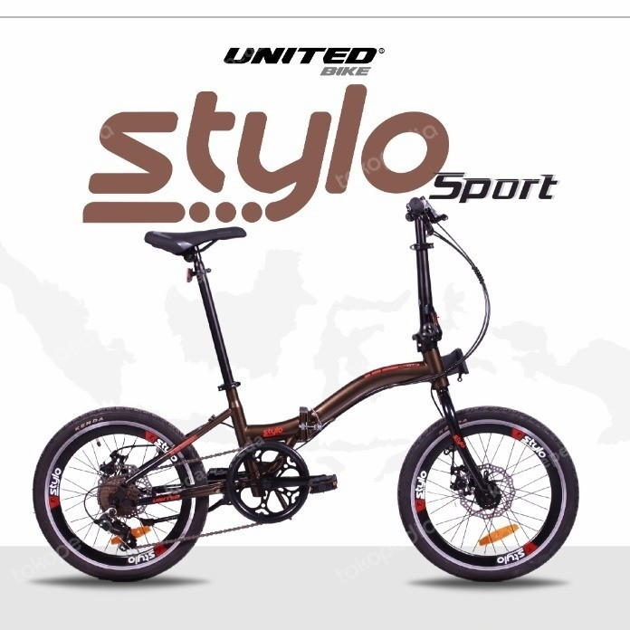 Sepeda lipat united 16 20 inch stylo 6 speed shimano cakram velg alloy dewasa dan anak remaja sni ne