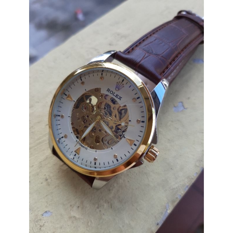 jam tangan pria otomatis transparant elegant klasik siap pakai