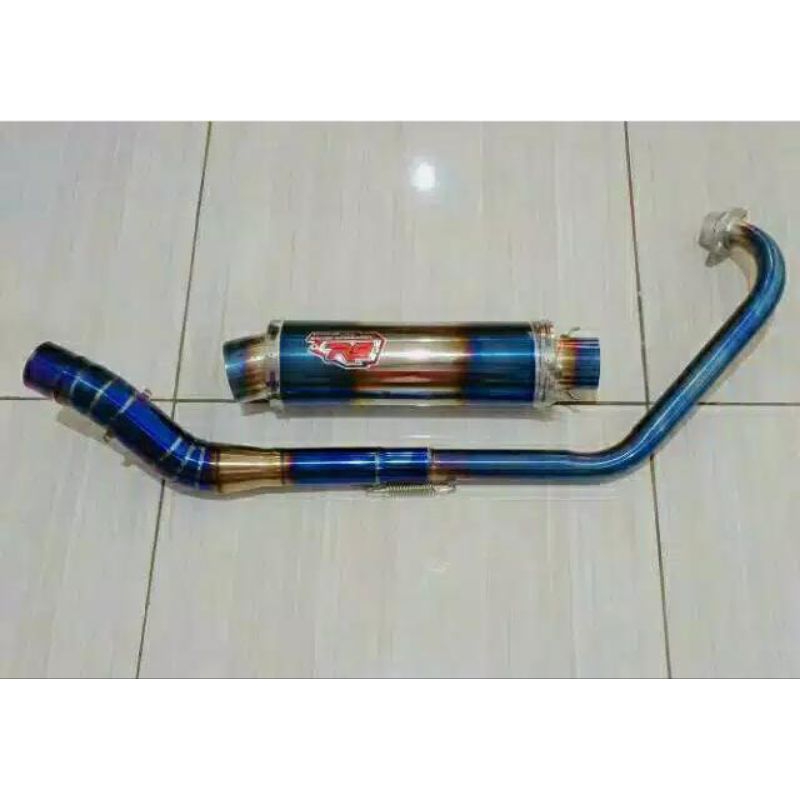 KNALPOT RACING R9 FULL BLUEMOON UNTUK MOTOR VIXION R25 R15 CBR SONIC FU R250
