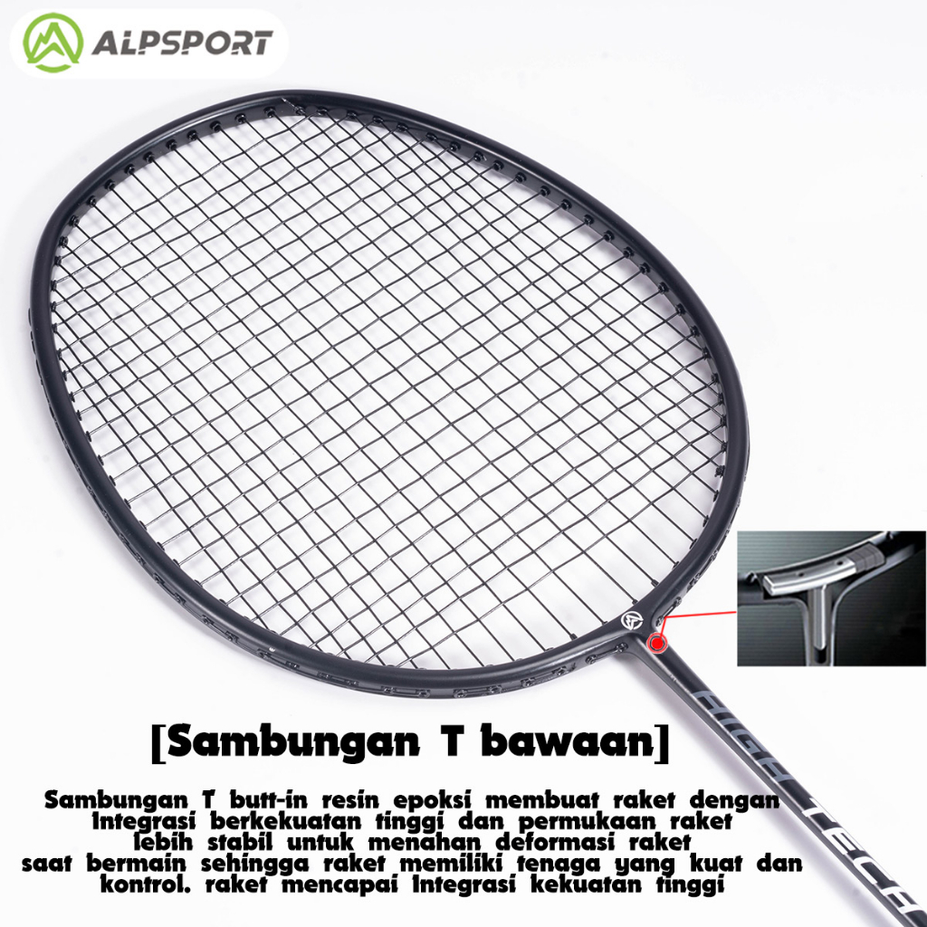 ALPSPORT RR【2Raket + Tas】4U G5 100% Serat Karbon Penuh Desain Asli 22-28Lbs T800 Raket Bulu Tangkis 