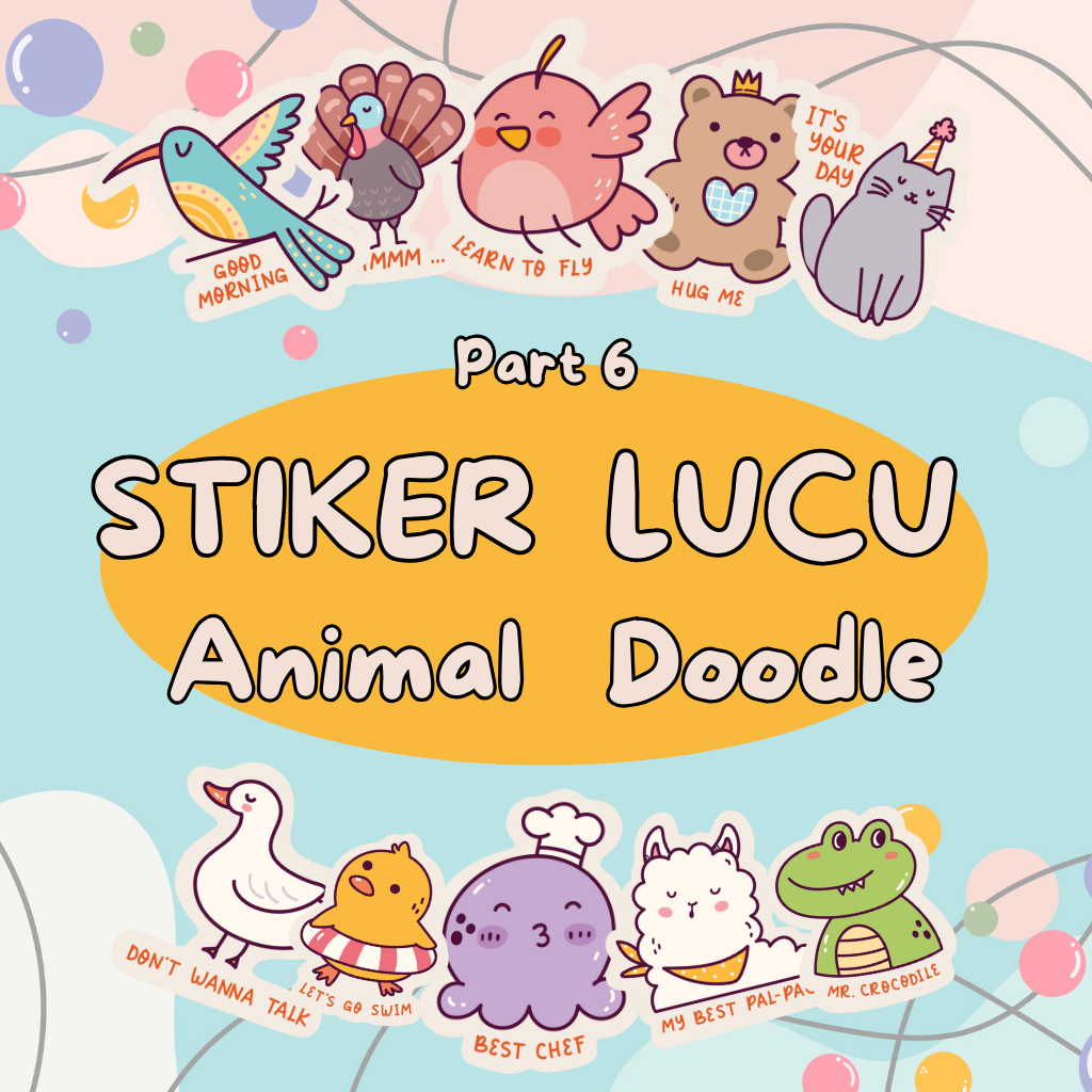 

Stiker Anak Aesthetic Lucu Animal Doodle Part 6 Fancy Kartun Murah isi 40 pcs 10 varian