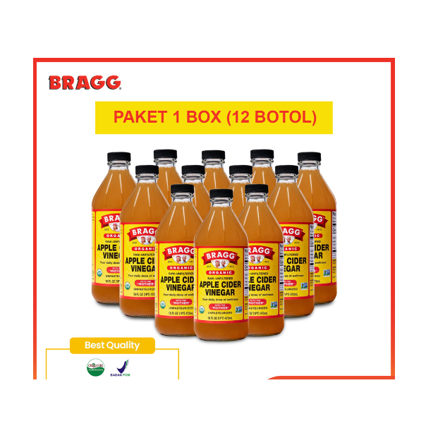 

Paket 12 Botol Bragg Organic Raw Unfiltered Apple Cider Vinegar 473 ml