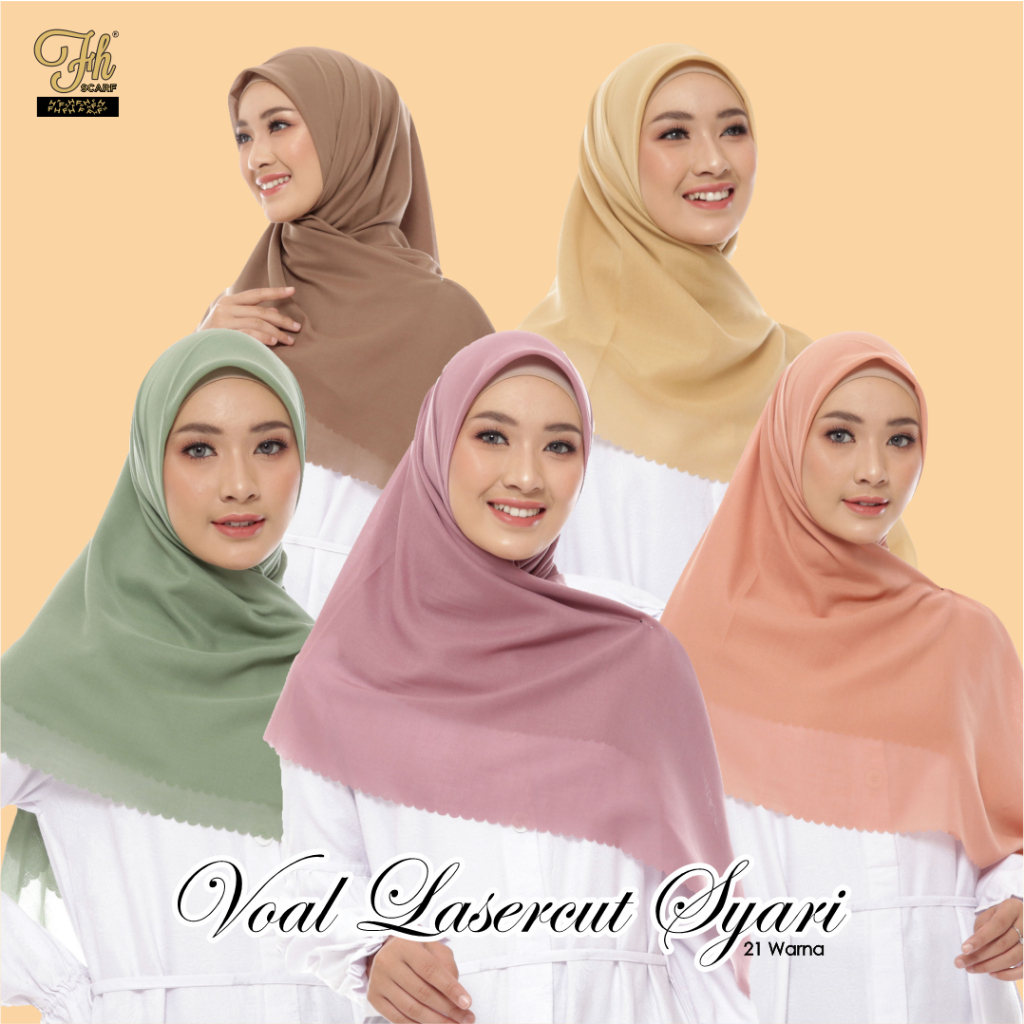 Hijab Jilbab Segi Empat Voal Polos Lasercut Syar'i Yuksberhijab