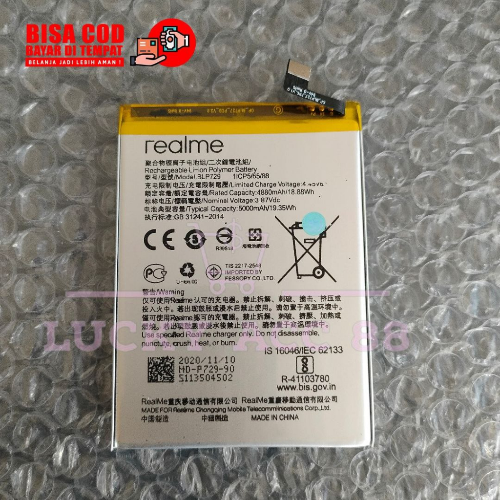 Batre Baterai Hp Realme C21Y RMX3201 / Realme C21Y RMX3261 RMX3263 Model BLP729 Battery Tanam Realmi