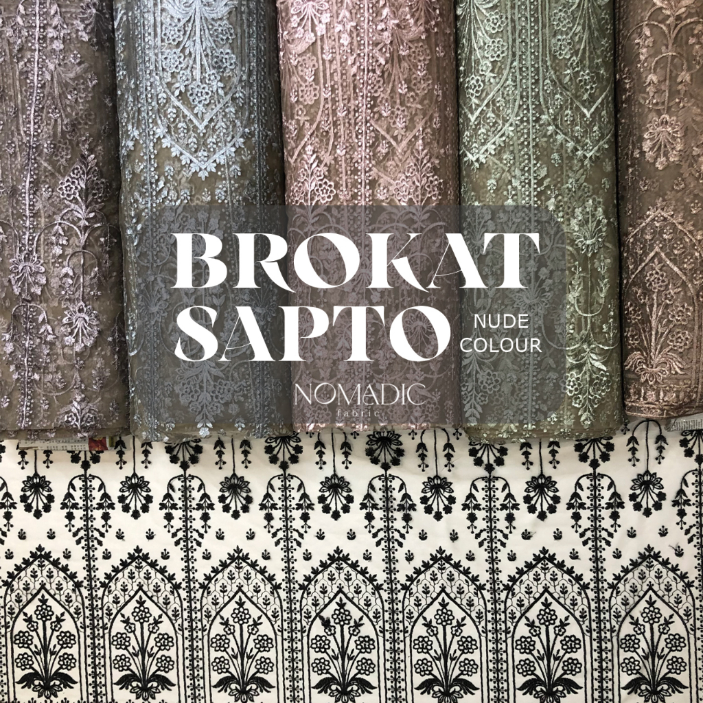 Murah Meter Kain Brokat Tile Sapto (Nude Colour) Tule Sapto Warna Kulit Bahan Kebaya Motif Sapto