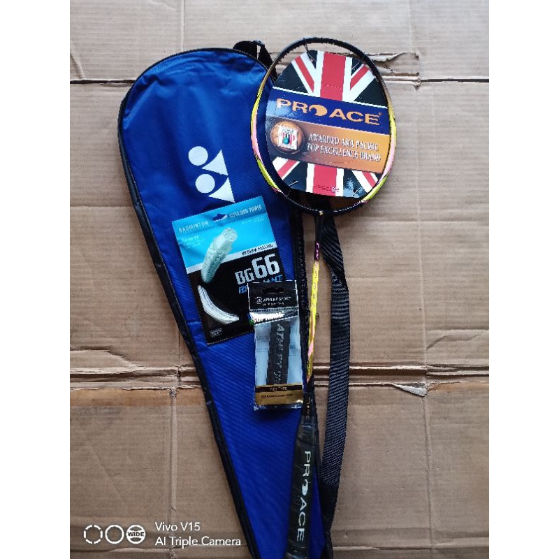 RAKET BADMINTON PRO ACE CARBON PRO 1 ORIGINAL FULL SET