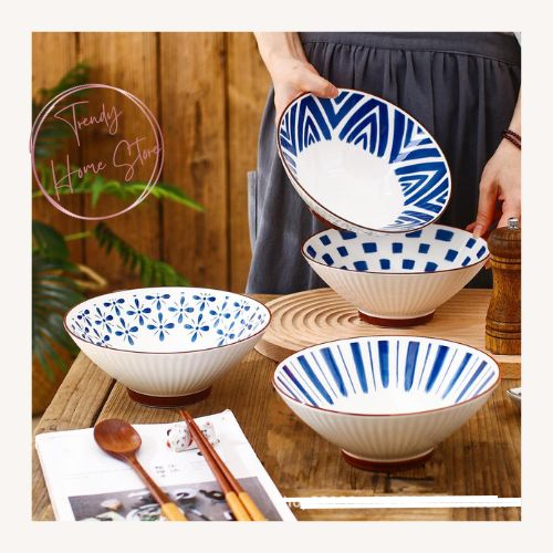 WenthyShop Mangkok Ramen Jepang Mangkok Estetik Keramik Motif