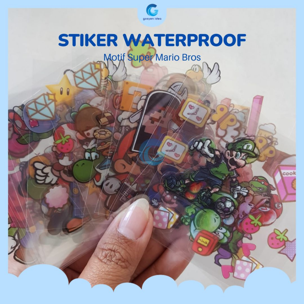 

STICKER NONO SUPER MARIO BROS LUCU [ECER] KARTUN KOREA WATERPROOF / 1 LEMBAR STIKER