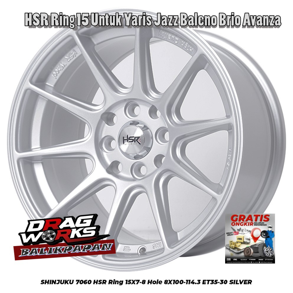 Velg Mobil Racing Ring 15 Pelek HSR Shinjuku R15 Celong Lubang 4 Shinjuku , untuk Ayla Brio Agya Sig