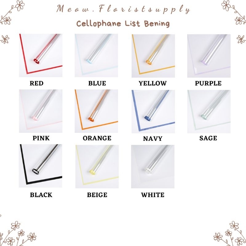 

(PACK = 20 LEMBAR) Cellophane LIST BENING Kertas Buket Bucket Bouquet Bunga Flower Wrapping Paper Florist