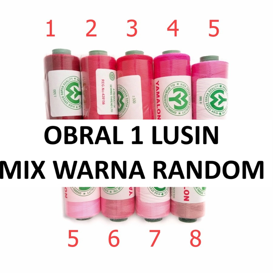 Benang Jahit Yamalon 500 Yards - 1 Lusin Mix Random