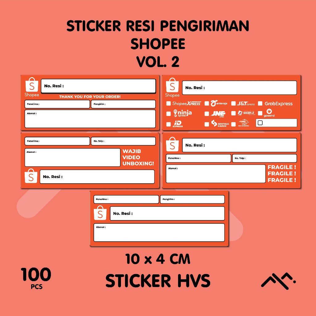 

[100 PCS] Label Pengiriman | Stiker Resi Murah | Sticker Resi Pengiriman Shopee . VOL. 2
