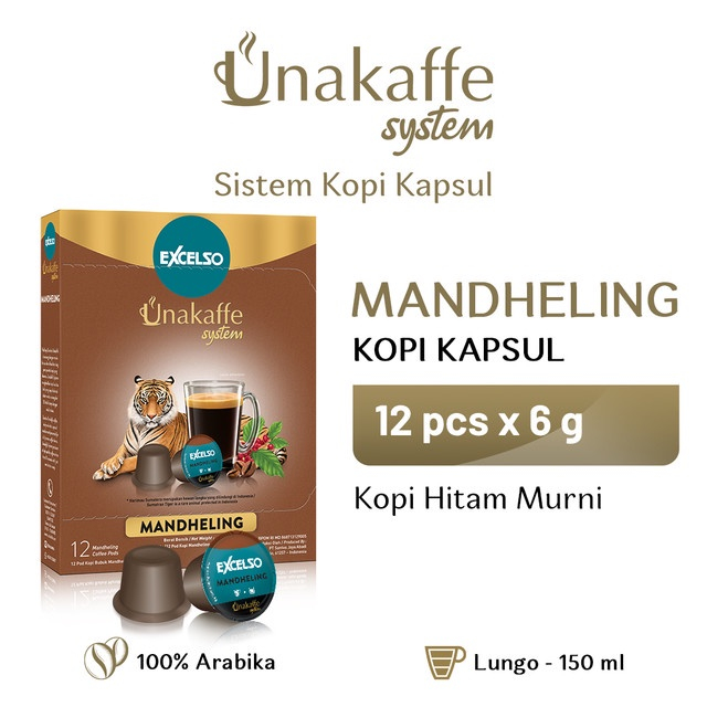 

EXCELSO UNAKAFFE Mandheling - Kopi Kapsul-Capsule Coffee (12x6gr)