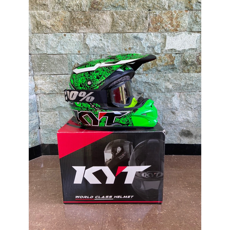 Helm kyt cross over + goggle 100%