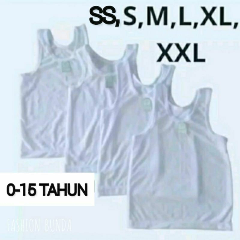 Kaos Dalam Anak Cewek Cowok Size SS,S,M,L,XL,XXL Singlet Perempuan Laki-Laki TK-SD-SMP