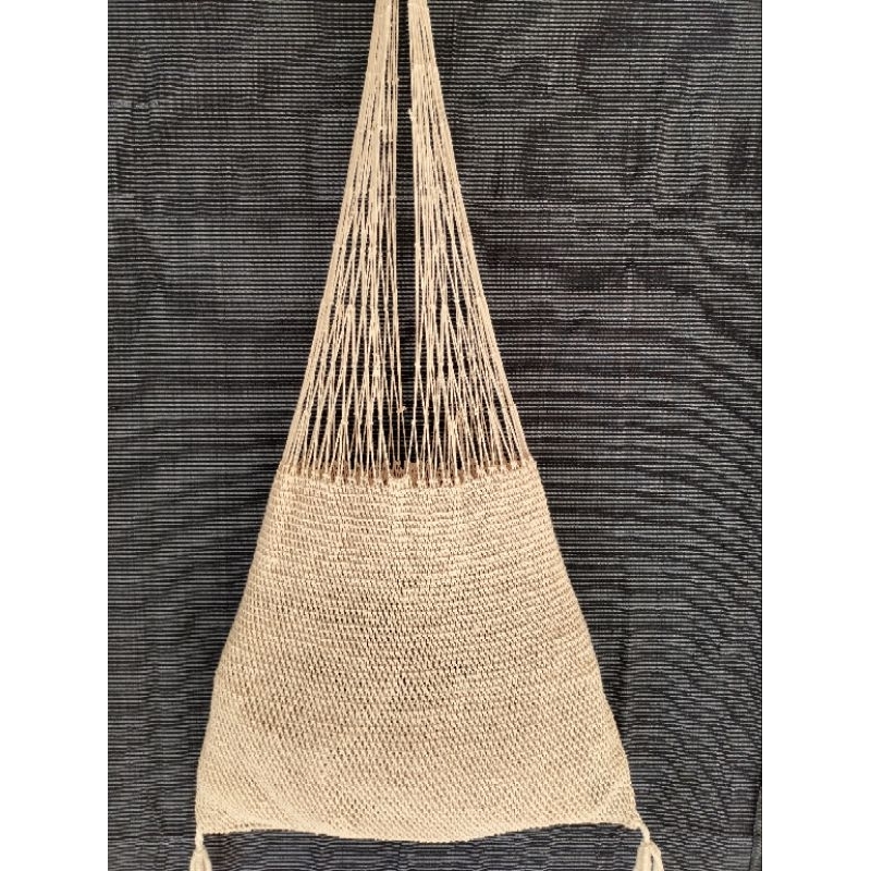 Tas Koja Baduy asli bahan benang katun full warna putih tulang ukuran besar 67x36cm