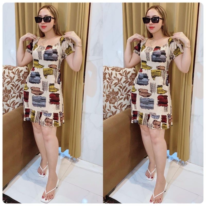 Grosir Natalia | Aurora Dress Bahan Rayon Motif Kayu