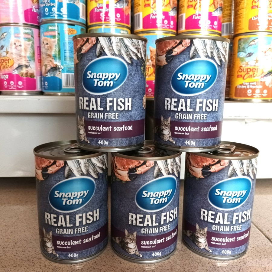 Snappy Tom Kaleng Succulent Seafood 400Gr - Makanan Kucing Snappy Tom Kaleng