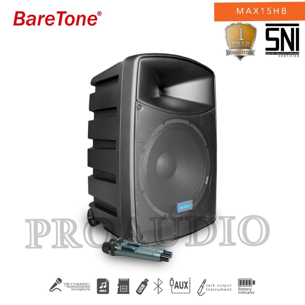 PORTABLE SPEAKER BARETONE MAX 15 HB MAX 15HB MAX15HB 600 WATT ORIGINAL GARANSI RESMI 1 TAHUN BARETON