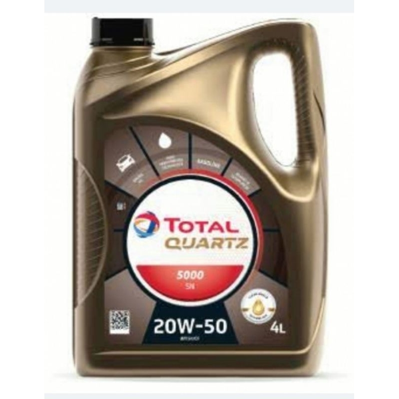 Total Quartz 5000 SAE 20W-50 API SN Original 4 Liter - Pelumas Oli Mesin Mobil Bensin