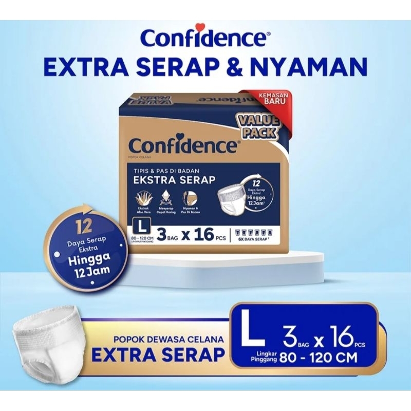 Confidence popok dewasa pants value pack 3X L16(kemasan baru)