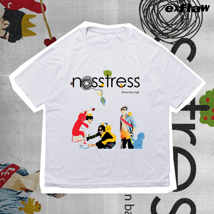 KAOS MUSIK NOSSTRESS INDIE FOLK BALI BAND T SHIRT UNOFFICIAL BAJU PRIA WANITA KATUN COMBED 30S XXL