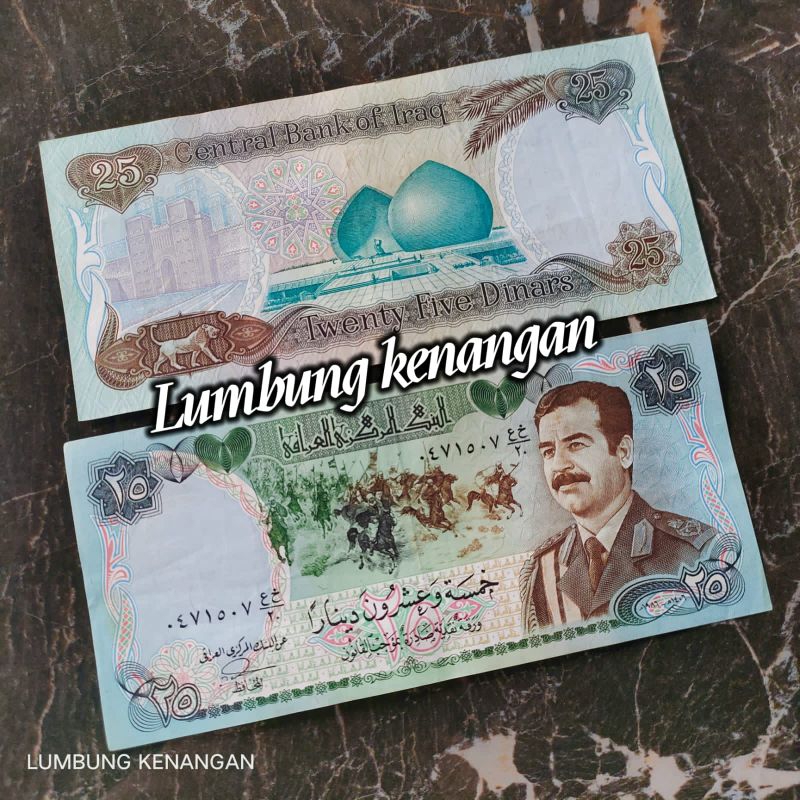 uang asing Irak 25 Dinar Saddam Hussein iraq
