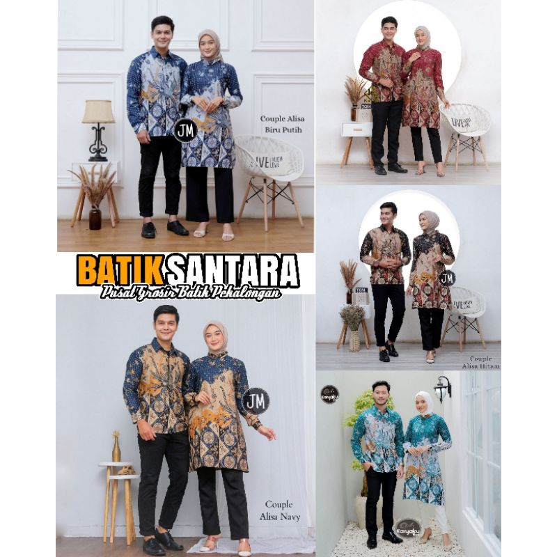 Batik Tunik Couple Modern Set Pakaian Couple Kemeja Batik Pria Premium Baju Batik Couple Tunik Busui