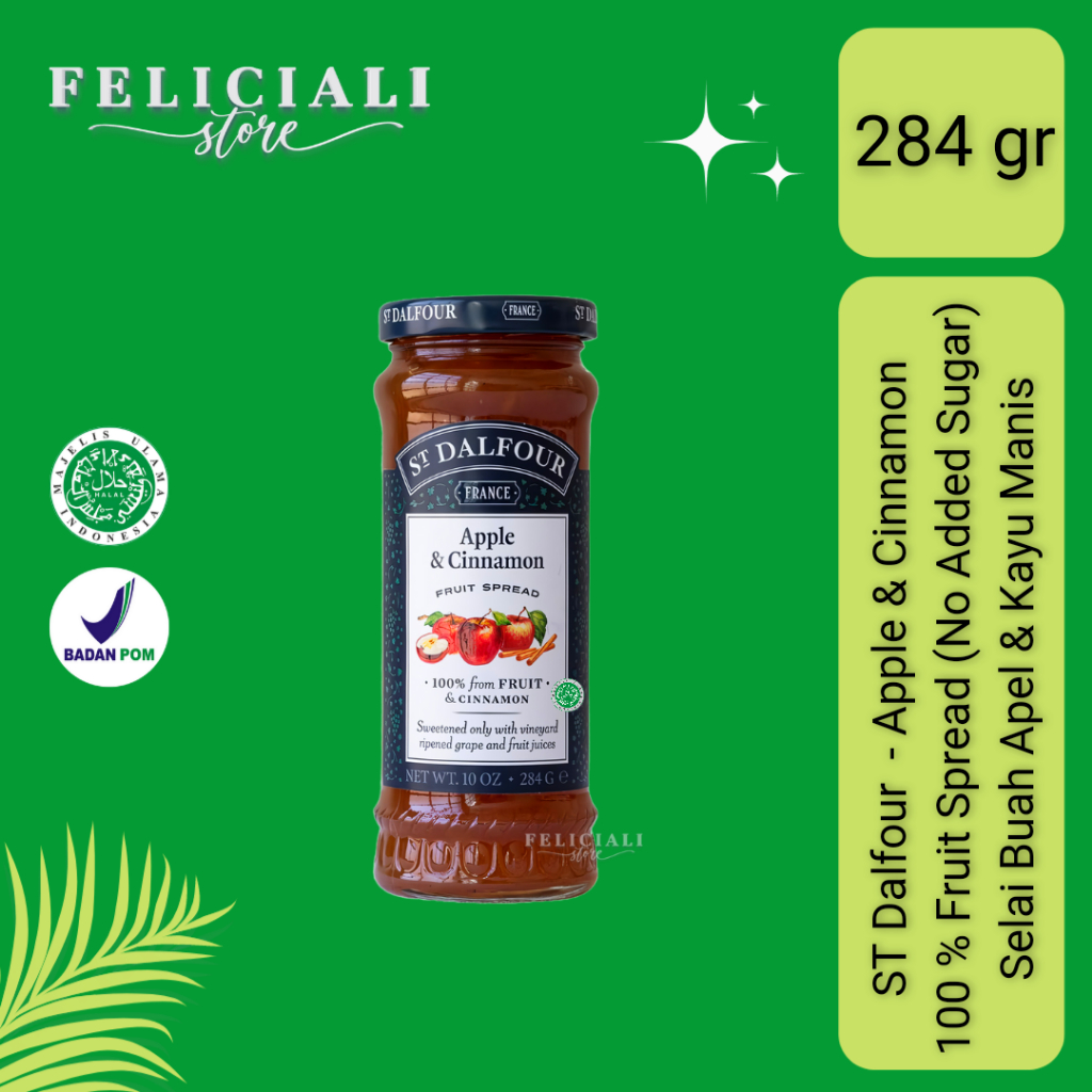 

St Dalfour - Apple Cinnamon Fruit Spread - Selai Buah Apel dan Kayu Manis - 284 gr