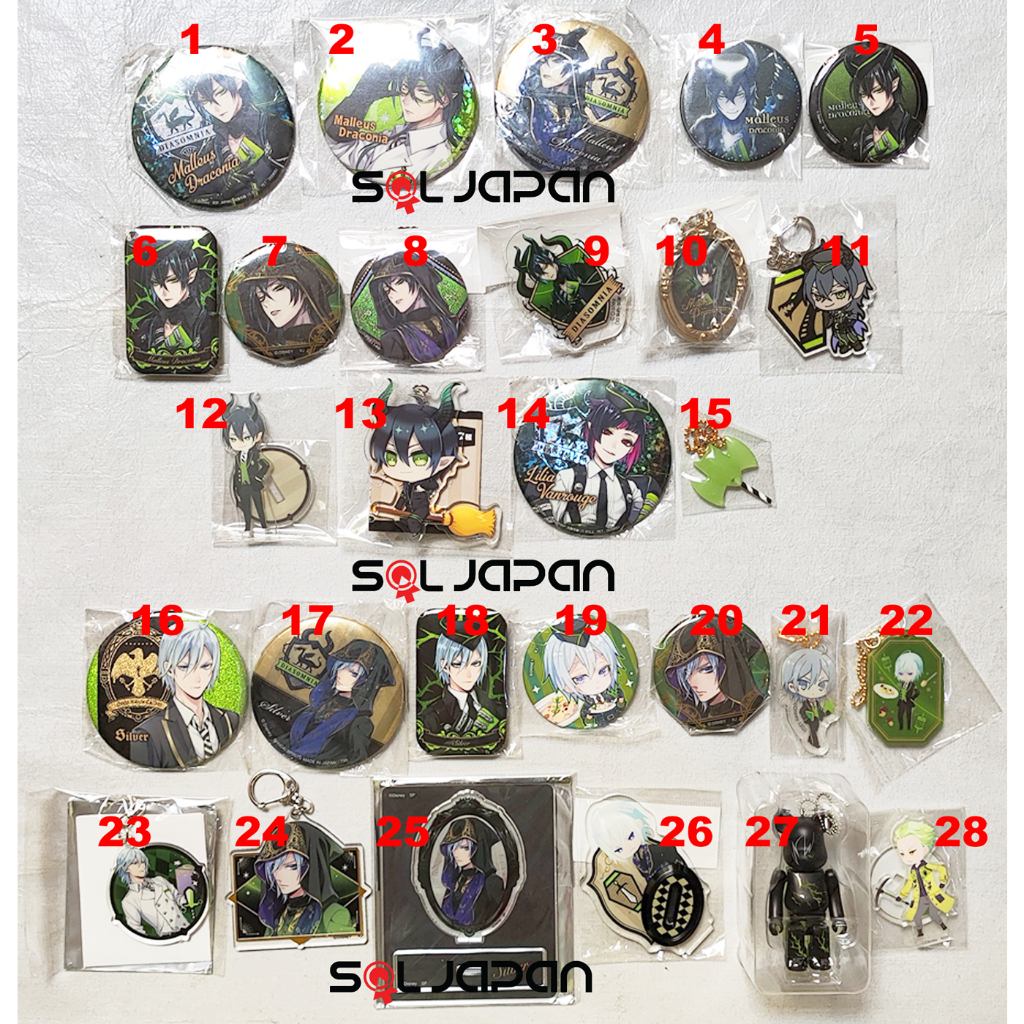 Twisted Wonderland Badge Acrylic Stand Malleus Lilia Silver Sebek