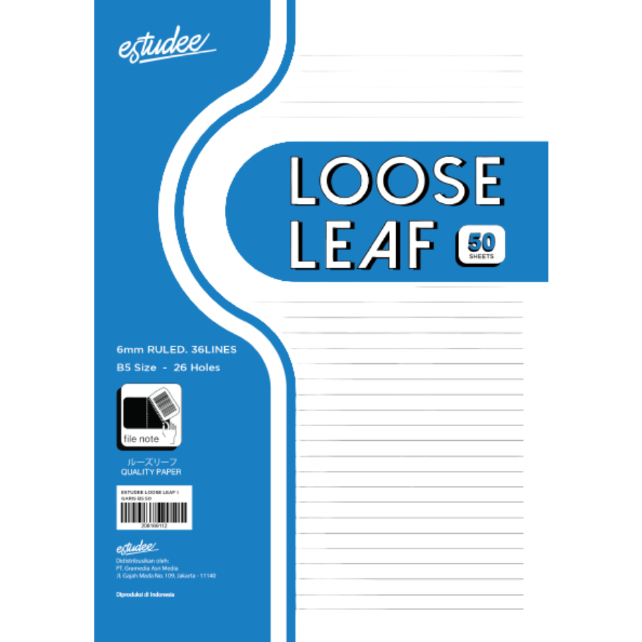 

Gramedia Banjarmasin - Estudee Loose Leaf Motif Garis Ukuran B5 Isi 50 Lembar