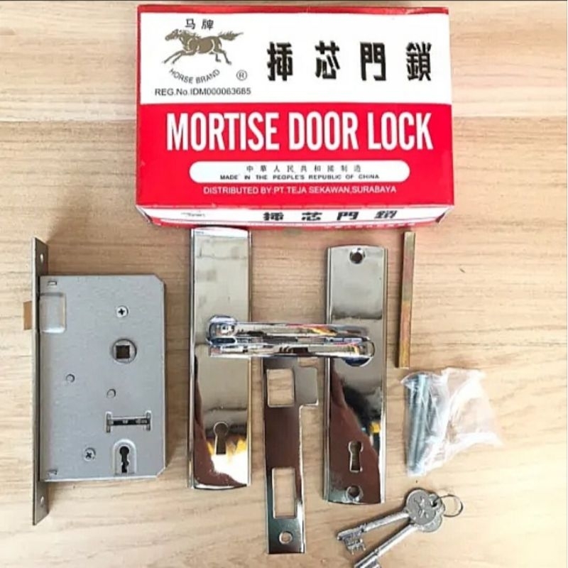 Slot Kunci Handle Pintu Set KUDA BESAR Mortise Door Lock Horse Brand Original