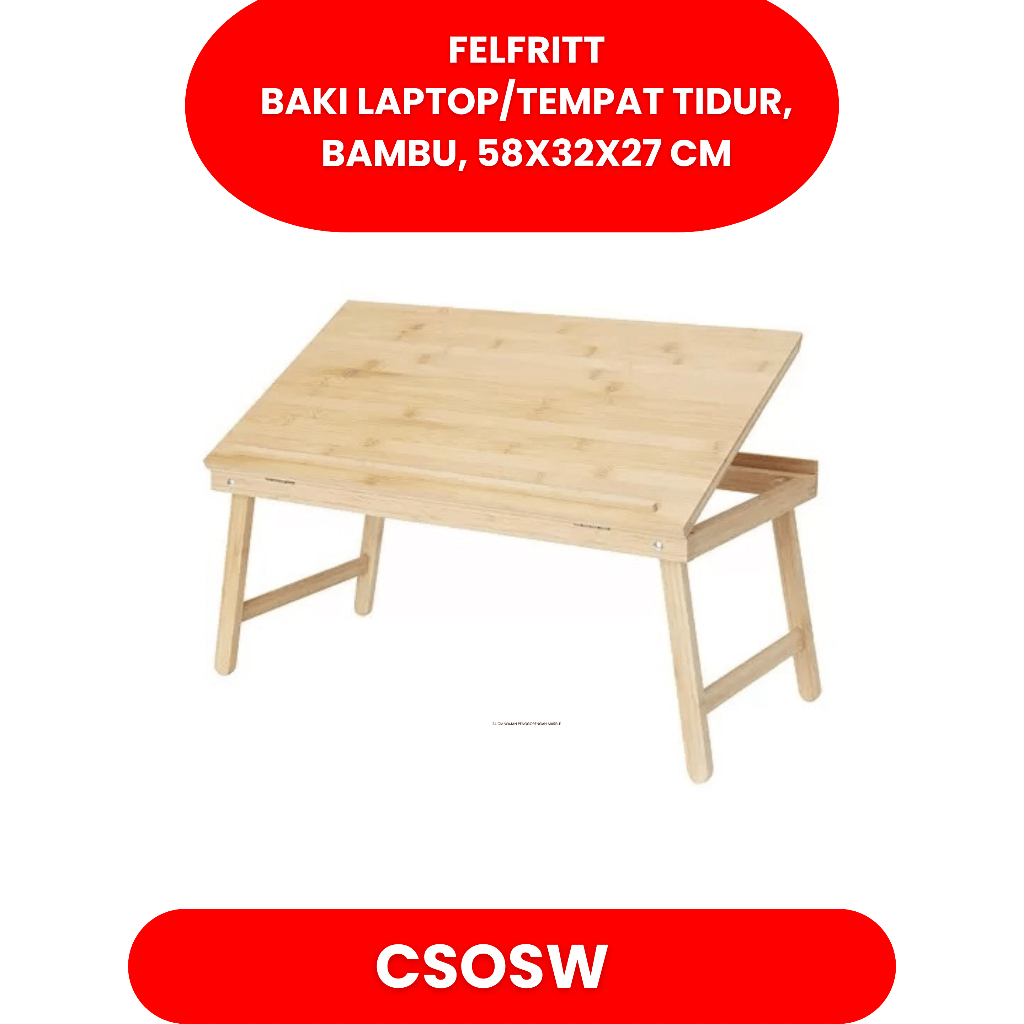 Alas Baki laptop tempat tidur dari  bambu ukuran 58x32x27 cm