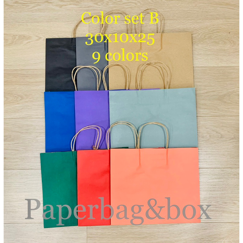 

PAPERBAG SET 30X10X25 isi 9/kantong kertas berwarna/ tas kertas warna/ Paper Bag Warna