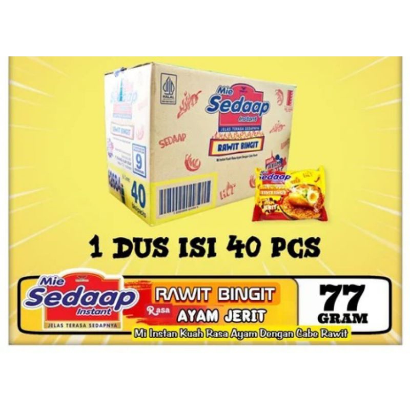 

Mie Sedaap Ayam Jerit 77 gr 1 Dus isi 40 pcs
