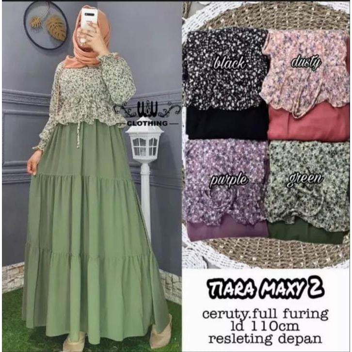GAMIS TIARA MAXY CERUTY BABYDOLL FULL PURING GAMIS MOTIF BUNGA JUMBO MURAH TERLARIS