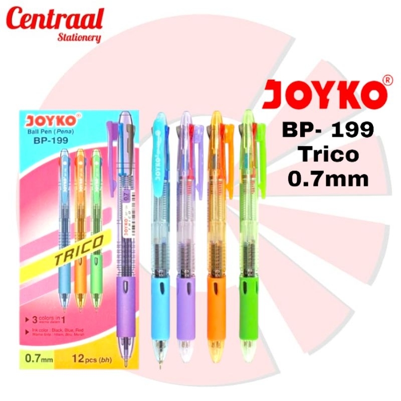 

Bolpoint 3 Warna ( Merah , Biru & Hitam ) Joyko BP-199 Trico 0.7mm