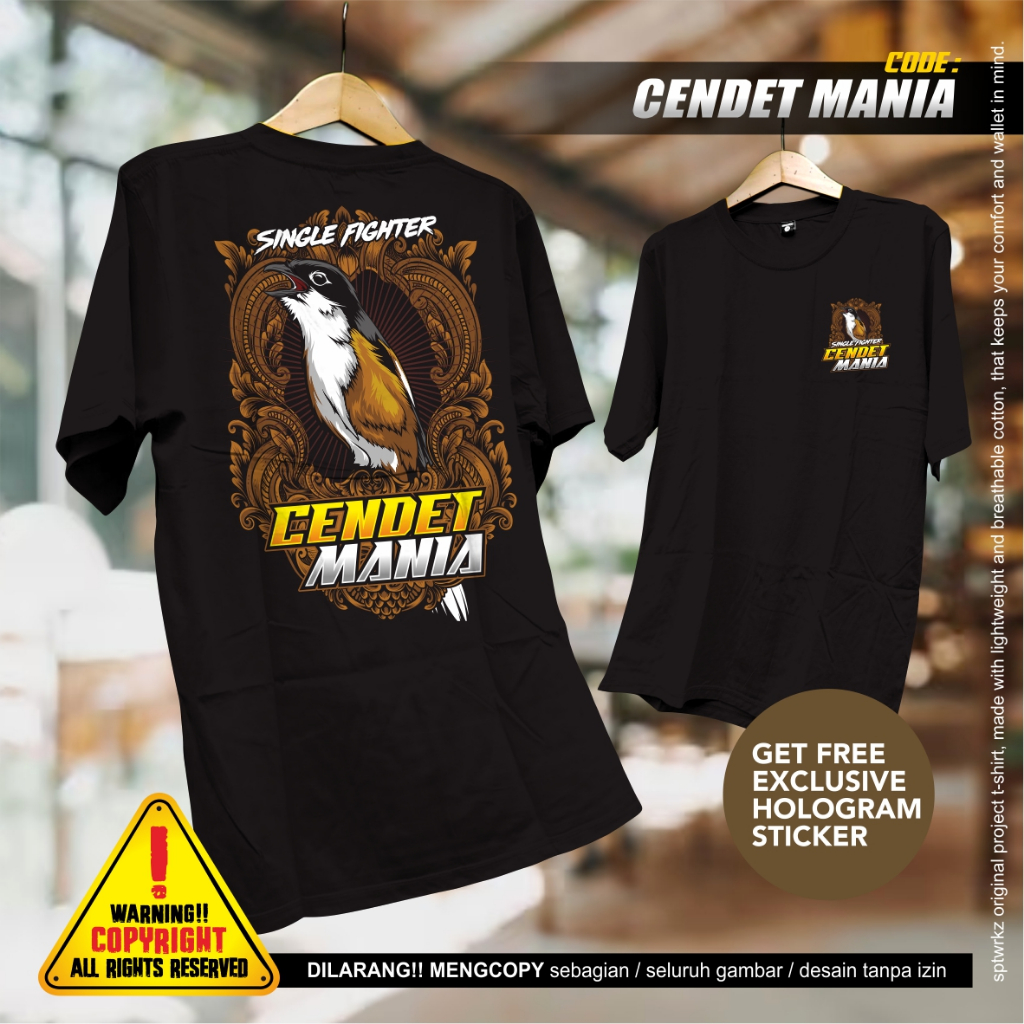 KAOS CENDET MANIA/BAJU BURUNG CENDET/KICAU MANIA CENDET/T-SHIRT CENDET MANIA INDONESIA/KAOS PECINTA 