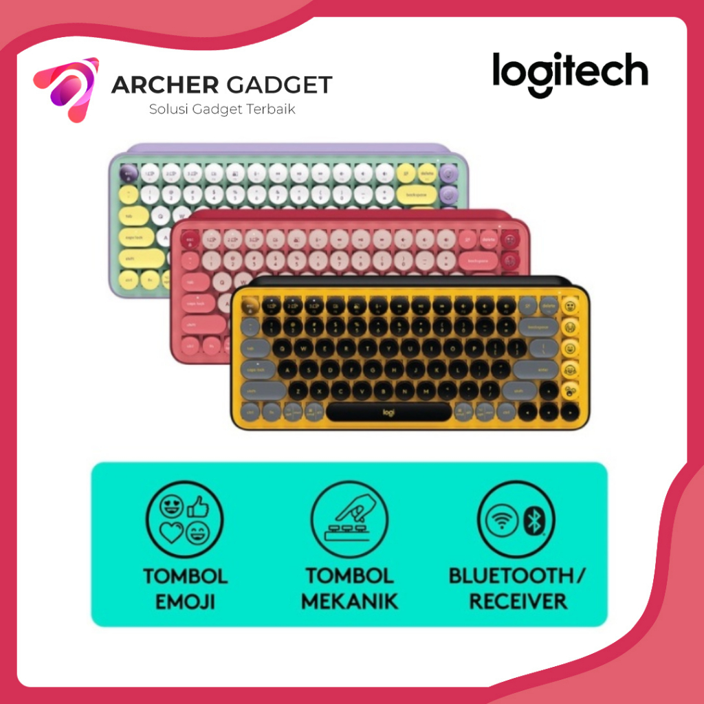 Logitech POP Keys Wireless Mechanical Emoji Keyboard Daydream Mint | Blast Yellow | Heartbreaker Ros