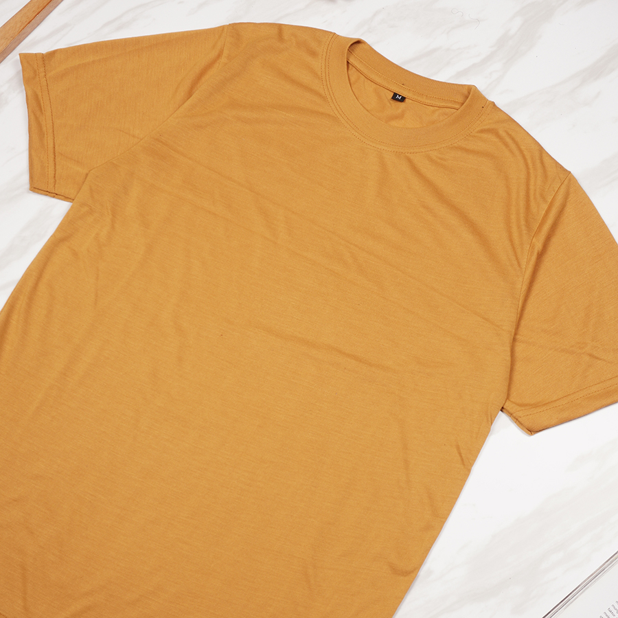 Kaos Polos Atasan Pria Wanita Oblong Pendek PE Soft || Baju Polos Pria Termurah-MUSTARD XL