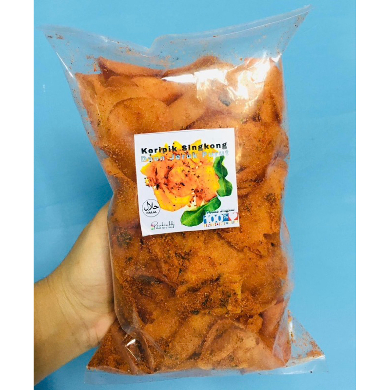 Pedas jingkar - Keripik singkong daun jeruk purut