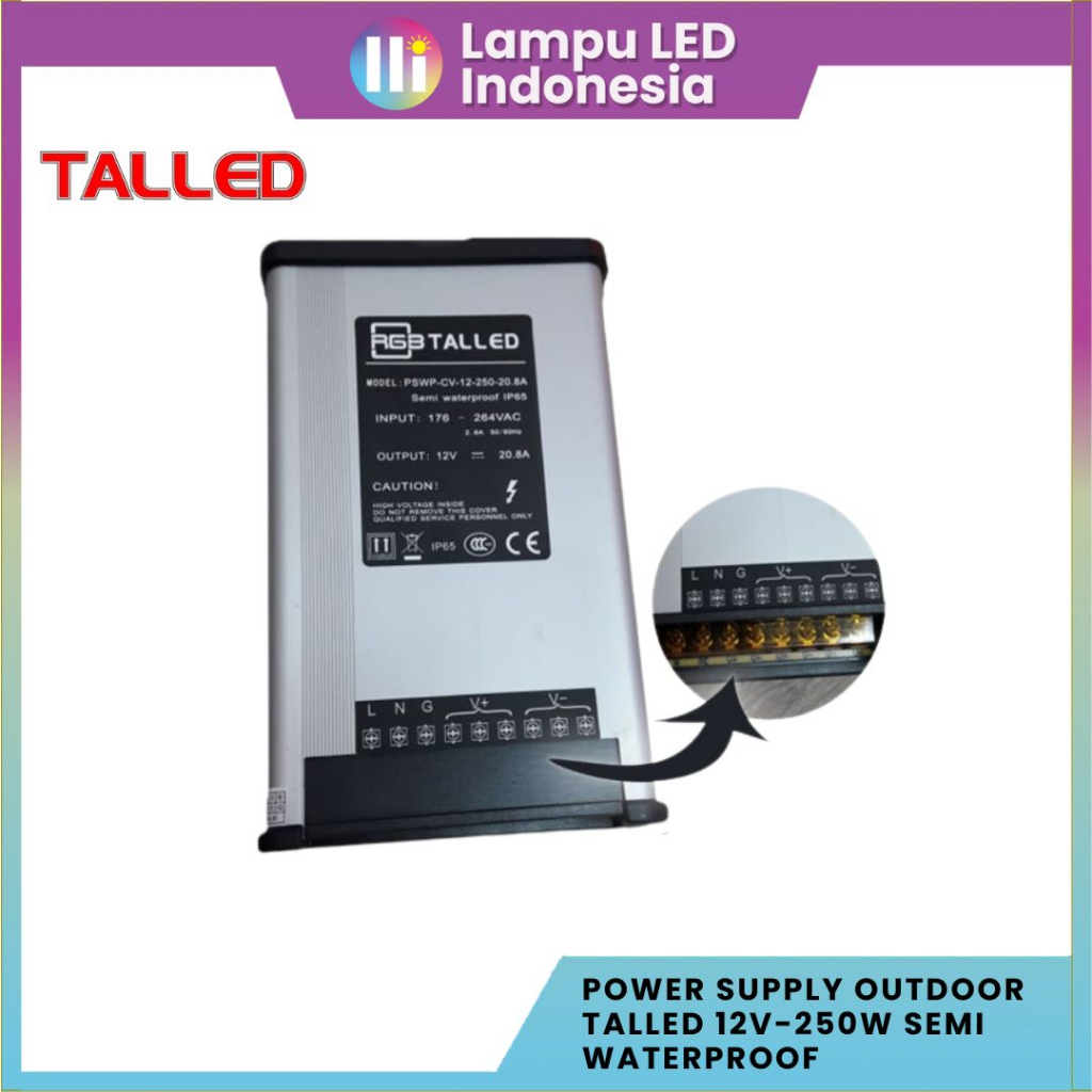 Power Supply Outdoor TALLED 12V-250W Semi Waterproof Garansi 1 Tahun